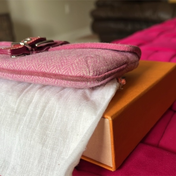 Pink Y2K Coach Tweed Herringbone Wristlet Clutch - Picture 5 of 9